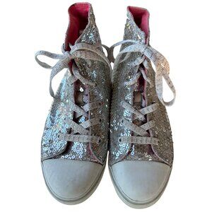 Justice High Top Fashion Canvas Sneakers w/Silver Sequins Women's Size 8